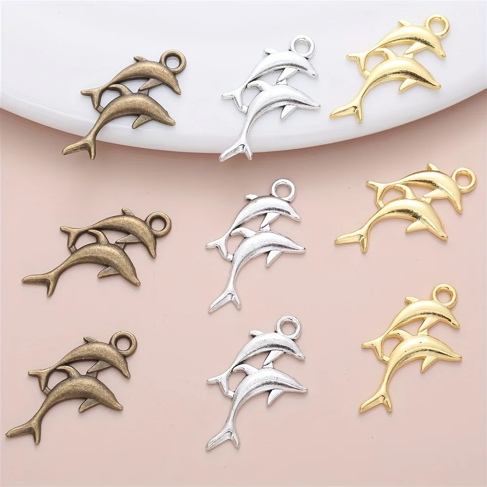 

10 шт. подвесок в виде дельфинов, ретро-украшения с морскими животными для изготовления ювелирных изделий своими руками, браслетов, серег, ожерелий, ножных браслетов, ручек