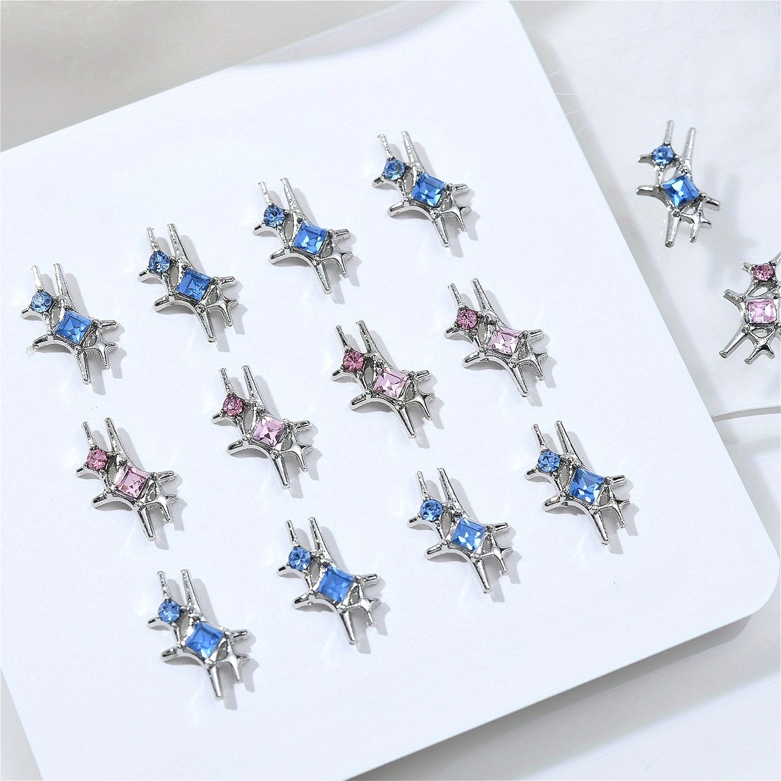 

20pcs Colorful Alloy Four-pointed Star Luxury Nail Art Accessories Phone Case Hairpin Nail Diy Decoration Accessory Ornament