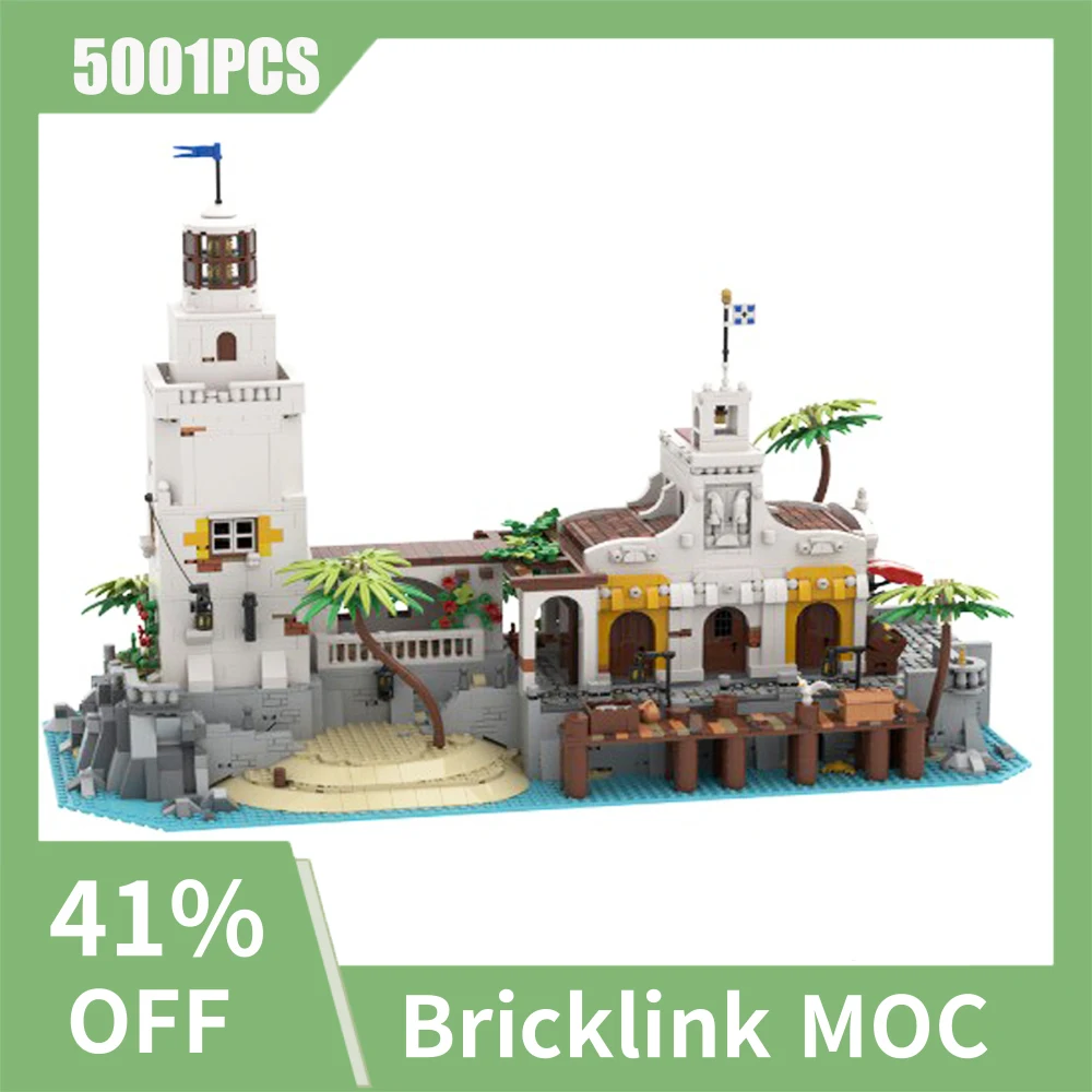 

New 5001PCS medieval Pirate Series MOC Puerto Santa Maria Harbor Light model DIY creative ideas child Toy Gift building blocks