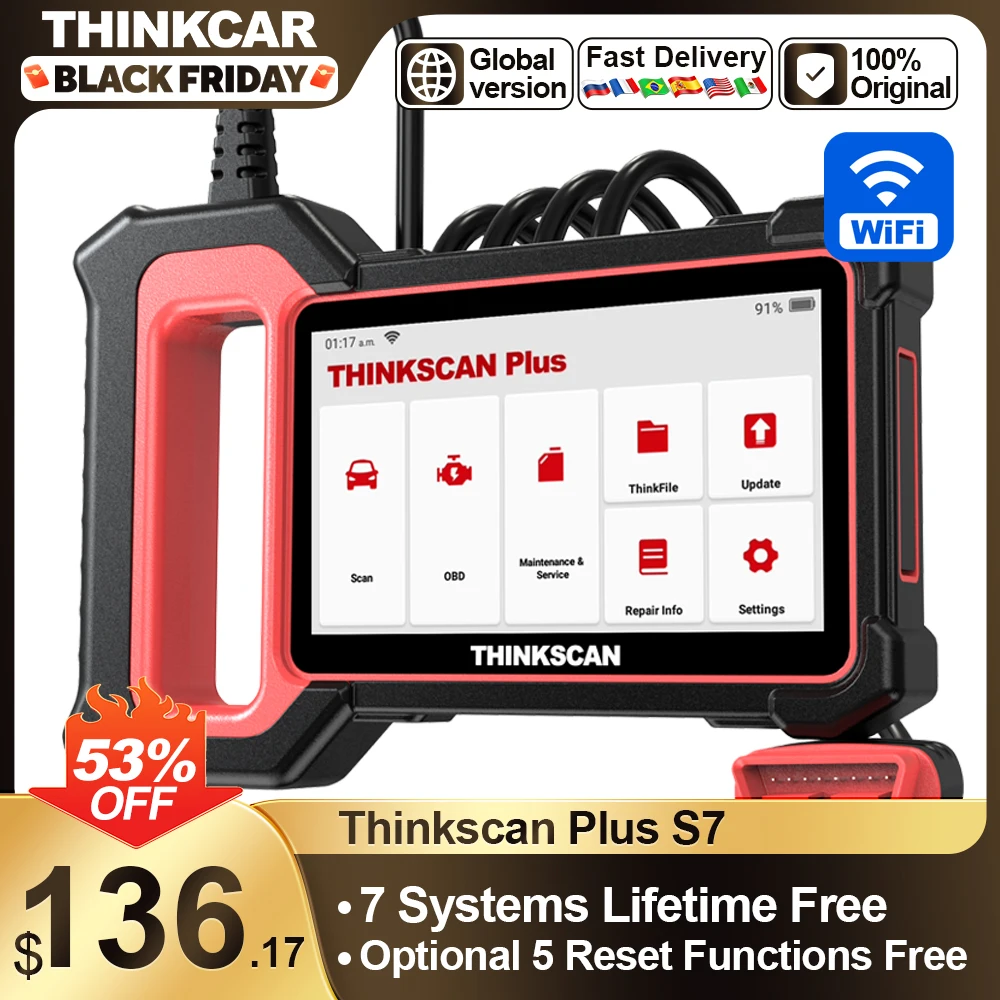 THINKSCAN PLUS S7 S6 S4 THINKCAR OBD2 Scanner Auto ABS,SRS,ECM,TCM,BCM,AC System Car EOBDⅡ Diagnostic Scan Tool Car Code Reader