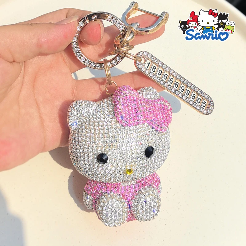 Sanrio Hello Kitty nouvelle poupée exquise mignonne princesse Simple voiture porte-clés Anti-perte plaque d'immatriculation pendentif porte-clés cadeau de vacances