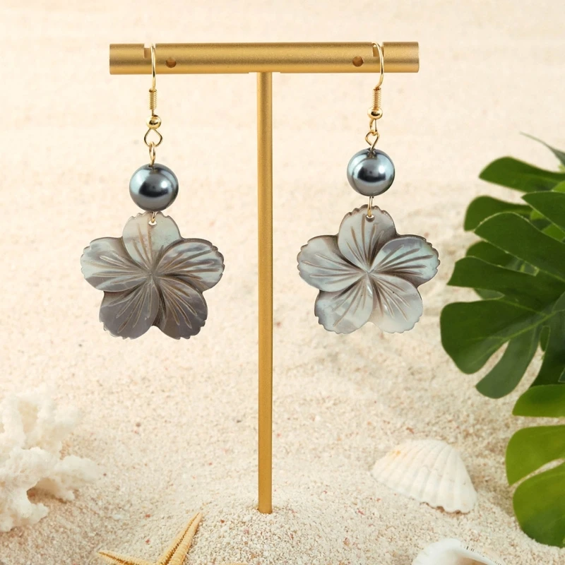 Women Earrings Balck Natural Shell Ear Rings Ornament Jewelry for Party Birthday A0KD image 2