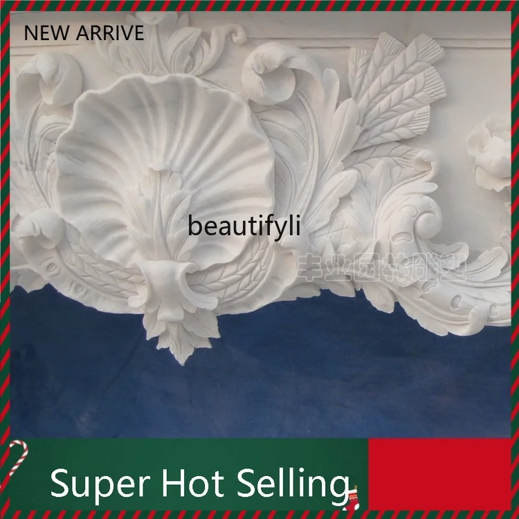 KK32   Fireplace white marble stone mantel TV background wall decorative cabinet stone carving fireplace customization