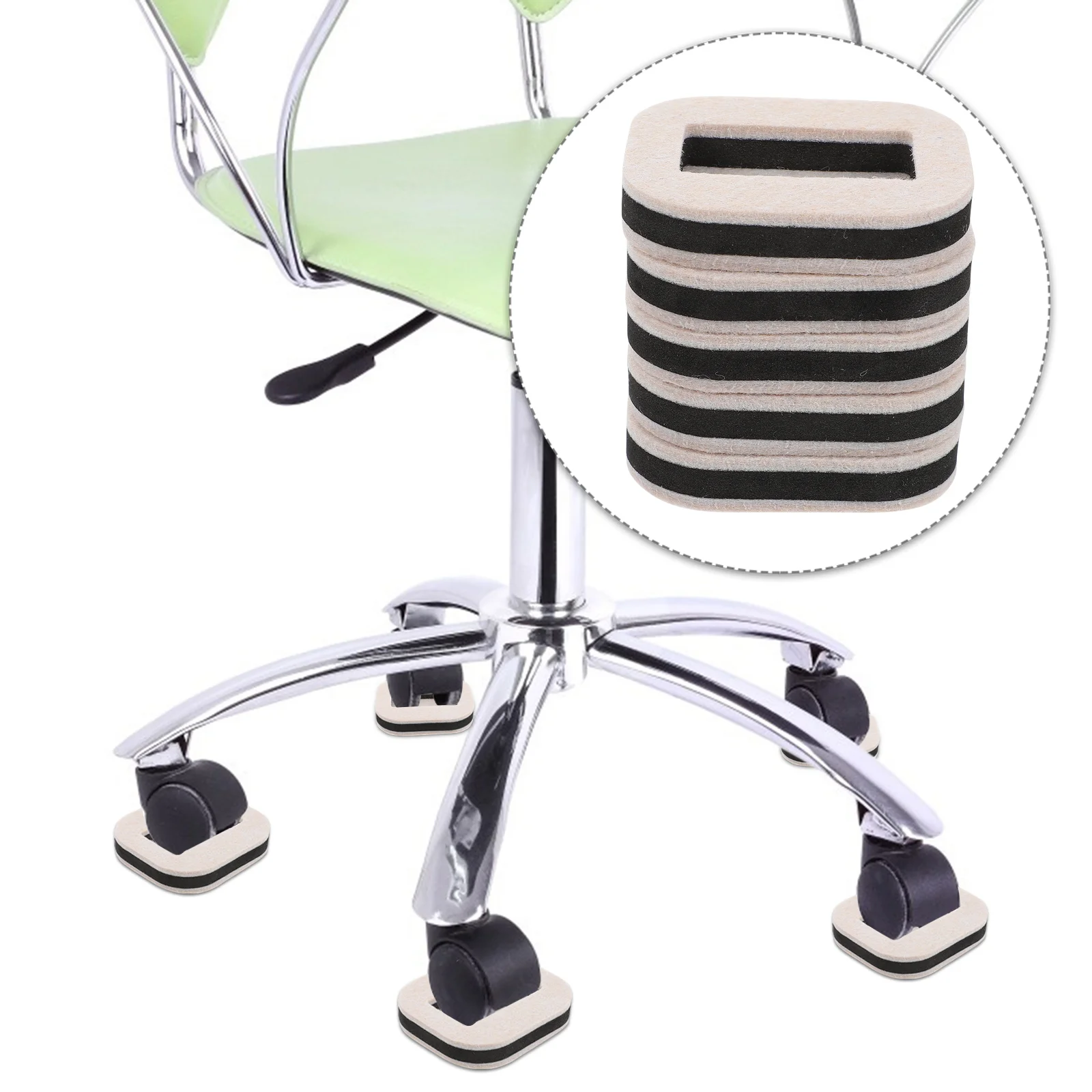 

5Pcs Furniture Protection Pads Pulley Chair Anti-Slip Cushions Hard Surface Anti-Scratch Pulley Chair Felt Caps