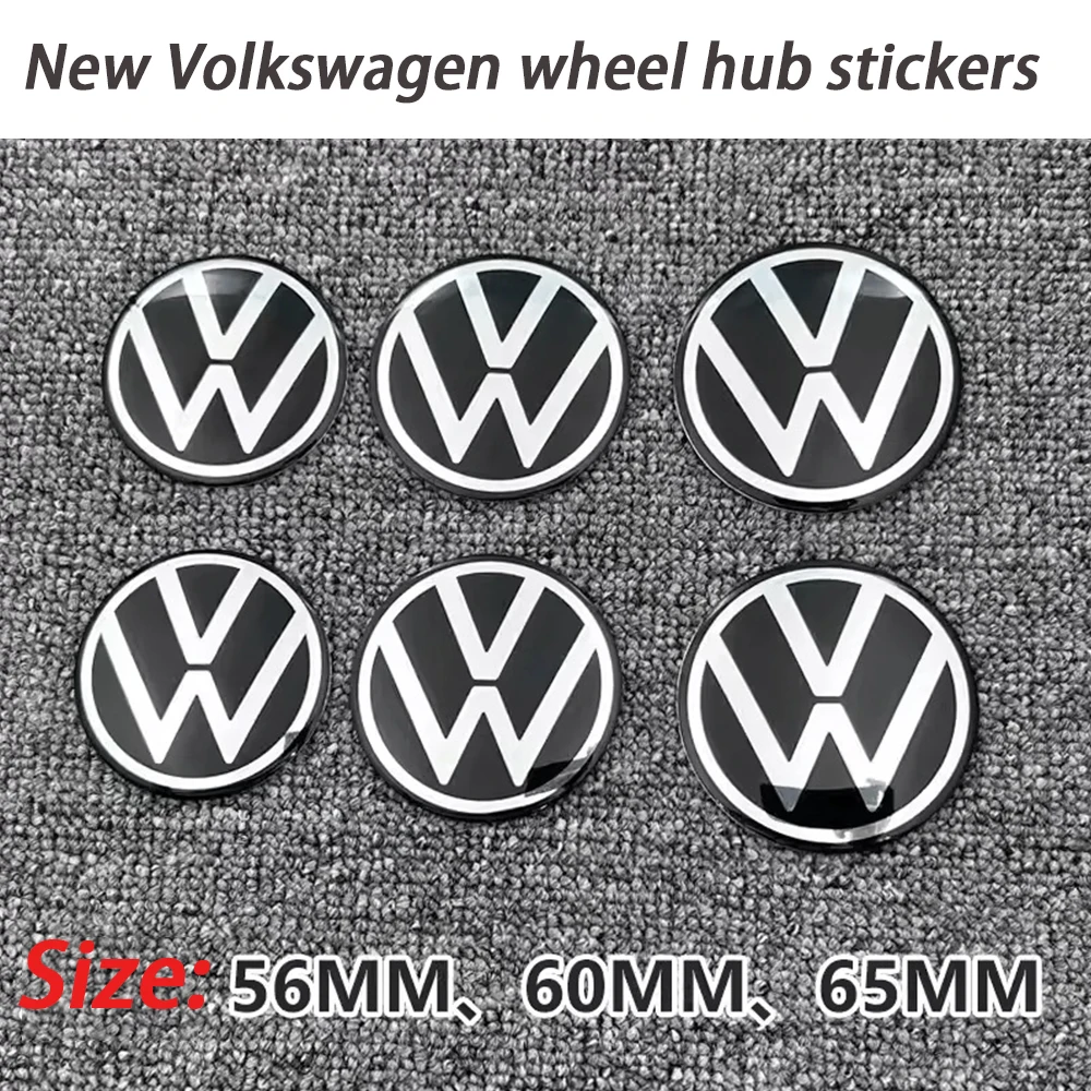 4Pcs 56mm 60mm 65mm New model 3D Car Wheel Stickers Center Hub Cap Emblem Badge Decal For VW GTI Polo Golf 4 5 6 7 Passat