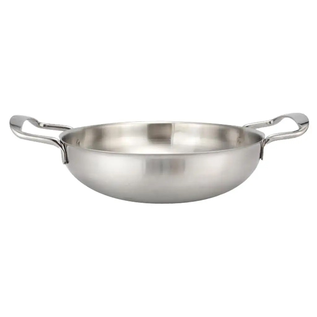 Stainless Steel Round Pan Kitchen Cooking Pot Cookware - Golden 22cm , Silver 20cm