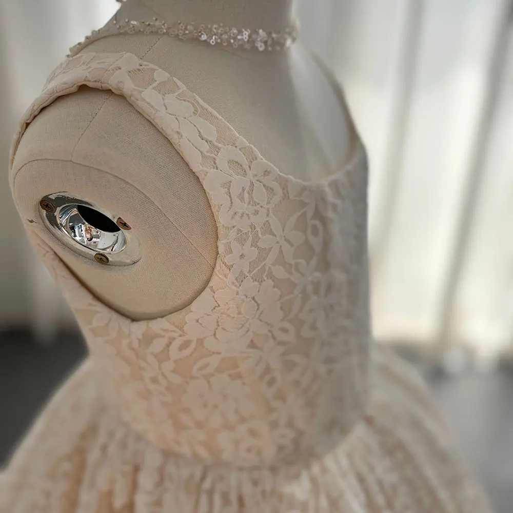 Jill desejo elegante marfim flor menina vestido apliques rendas vestido de princesa para crianças casamento aniversário primeira comunhão festa 2025 j261