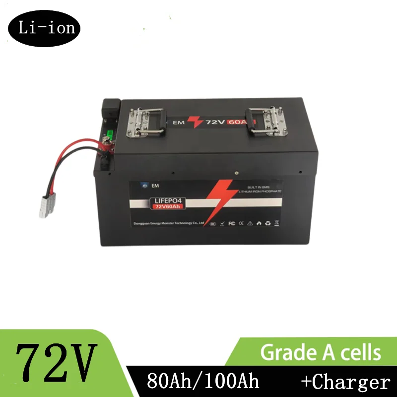 

Lithium battery 72v 80Ah li ion 72v 100ah lithium ion for 7000w golf club bicycle bike tricycle motorhome +10A charger