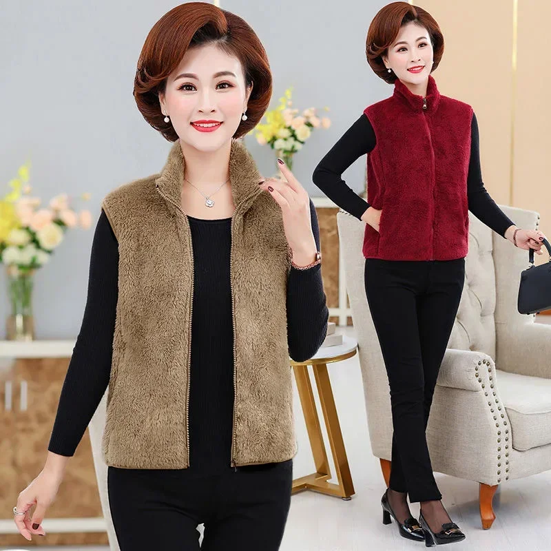 

Women Fleece Vests Autumn Winter Sleeveless Jackets Ladies Fashion Zipper Casual Waistcoat Female Veste Femme Outerwear C241