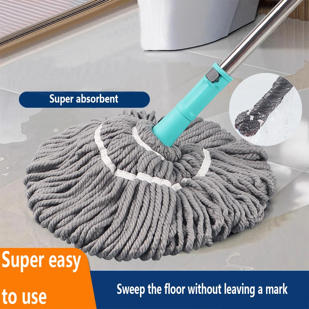 Mikrofaser-Drehmopp für die Bodenreinigung. Squeeze Twist Mop Stick mit ausziehbarem Edelstahlgriff für Fliesen, Laminat, Zuhause