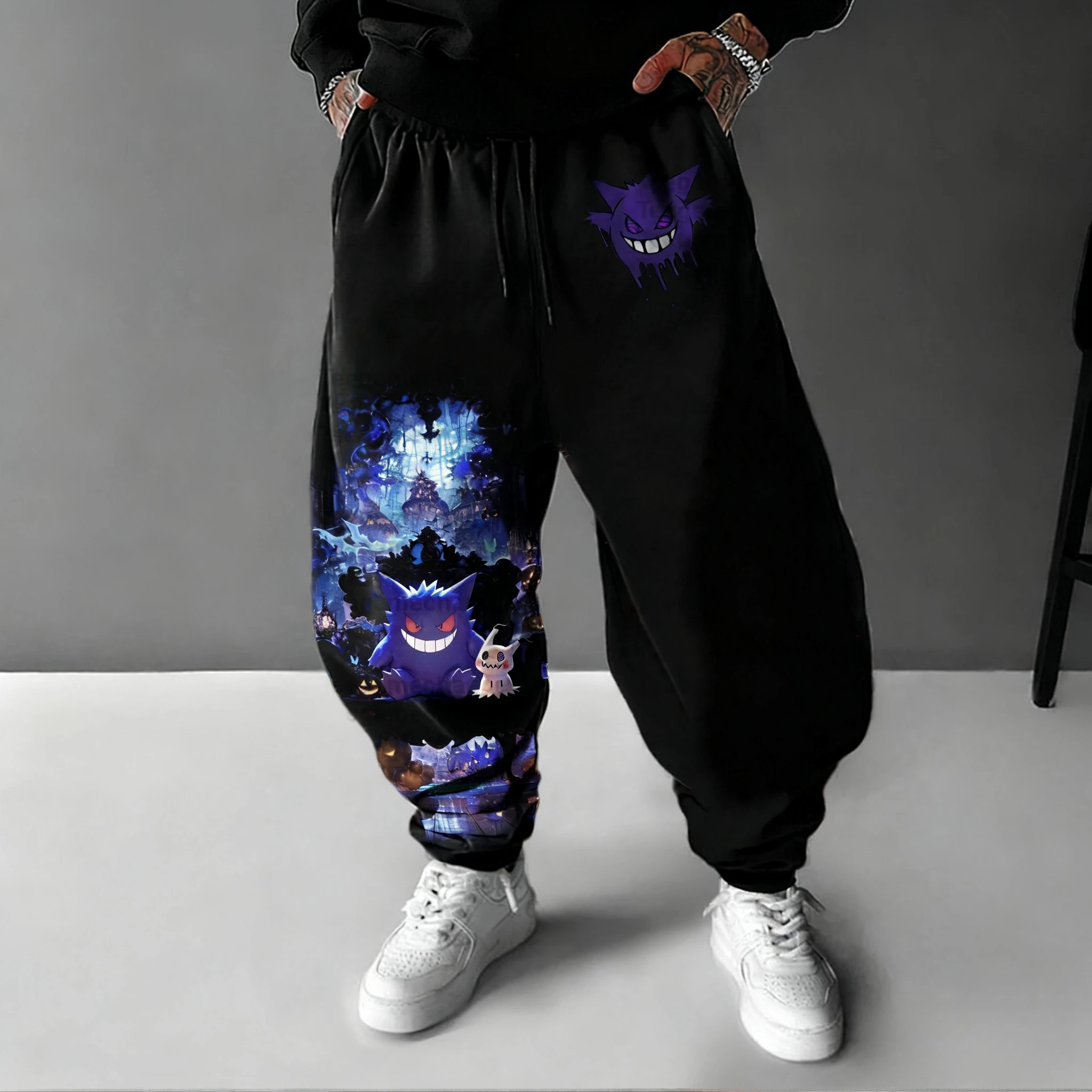 

Pokémon Halloween Versatile Sweetpants 2025 Autumn/Winter Men's New Gengar Anime Printed Harajuku Loose Casual Tapered Pants