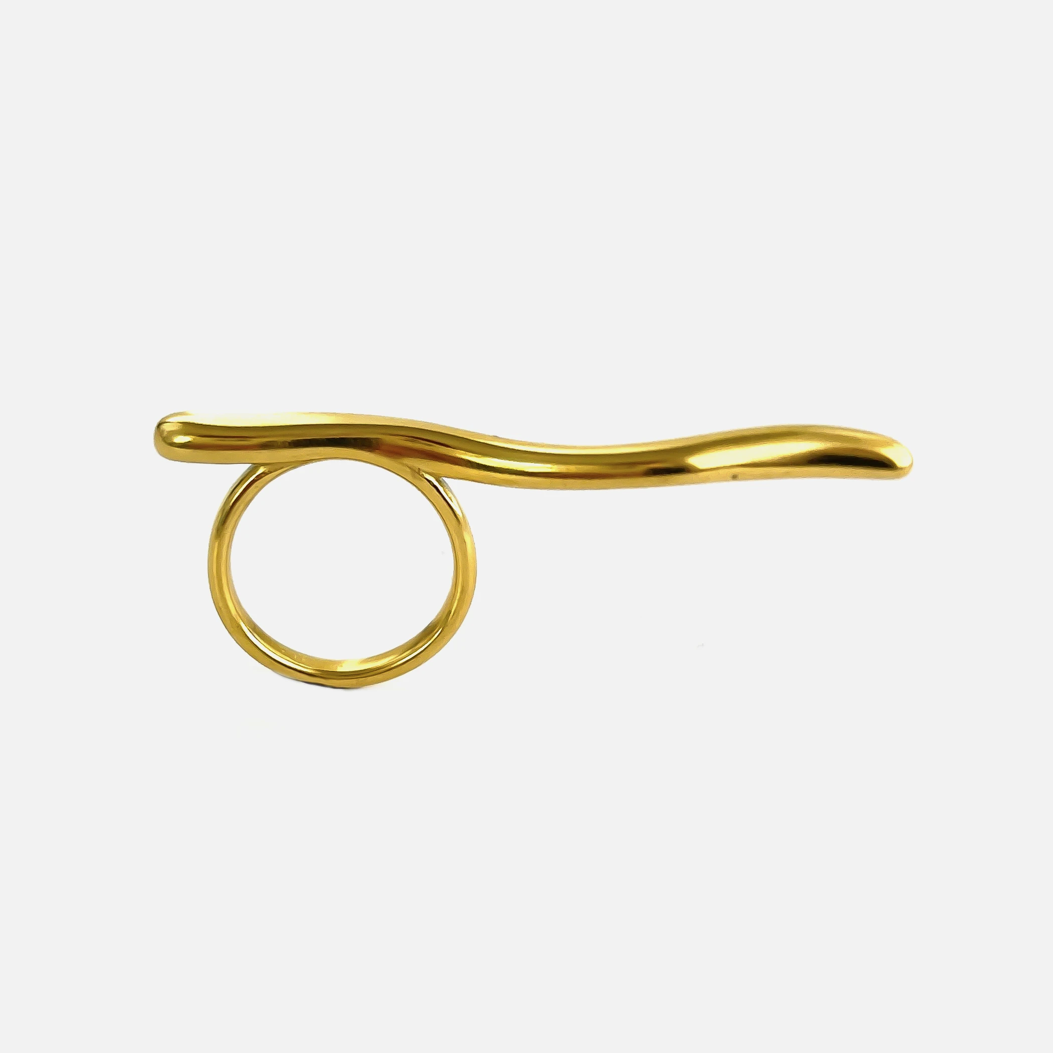 Peri\'sbox Waterproof Gold Plated Ripple Metal Lines Geometric Rings for Women Men Punk Minimalist Stainless Steel Unique Jewelry