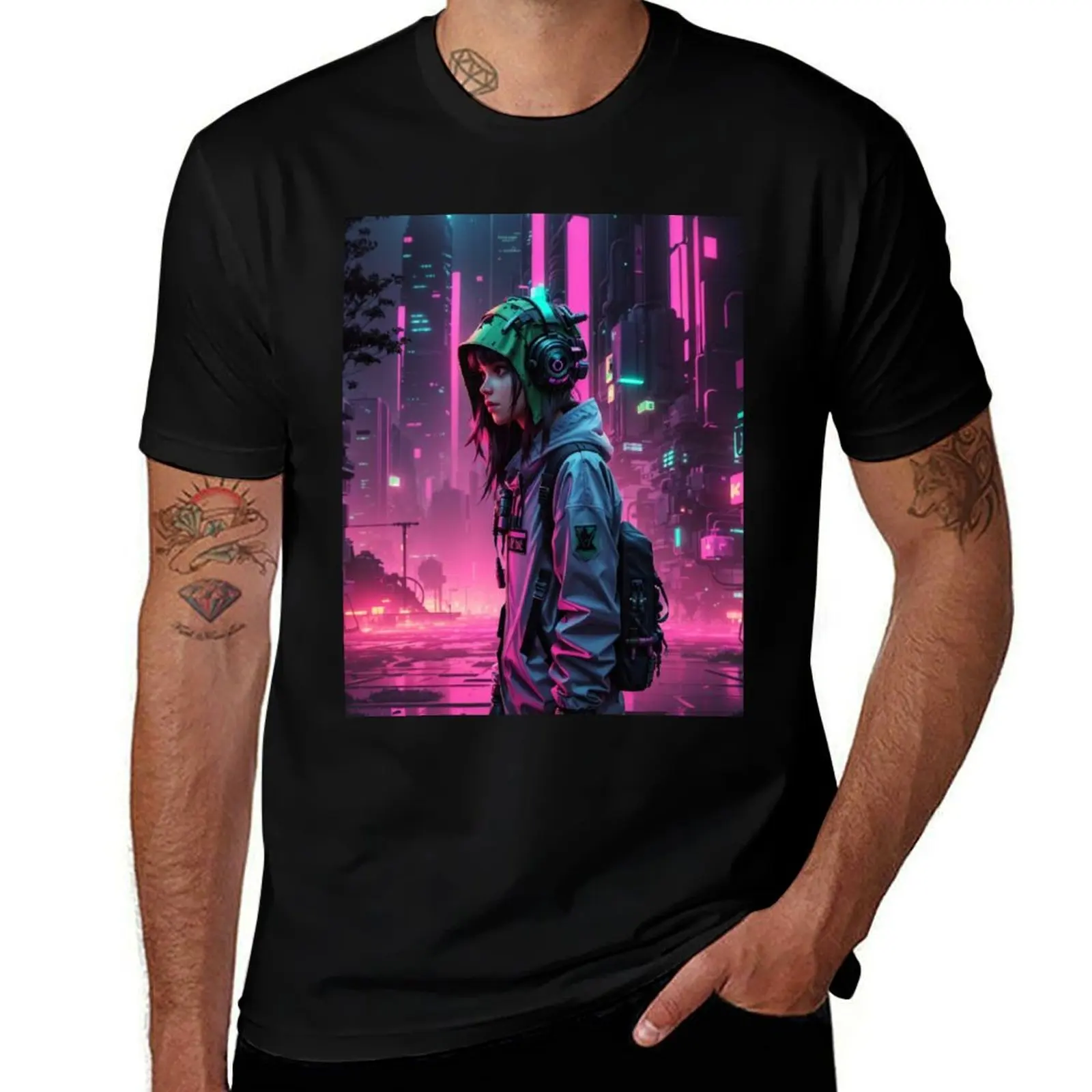 

003 Cyberpunk Forest T-Shirt Long Lasting Casual T-Shirt