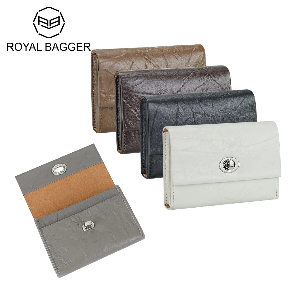 Royal Bagger Mini Women's Coin Purse, Genuine Leather Credit Card Holder, Fashion Wallet Storage Bag for Daily Use 1932