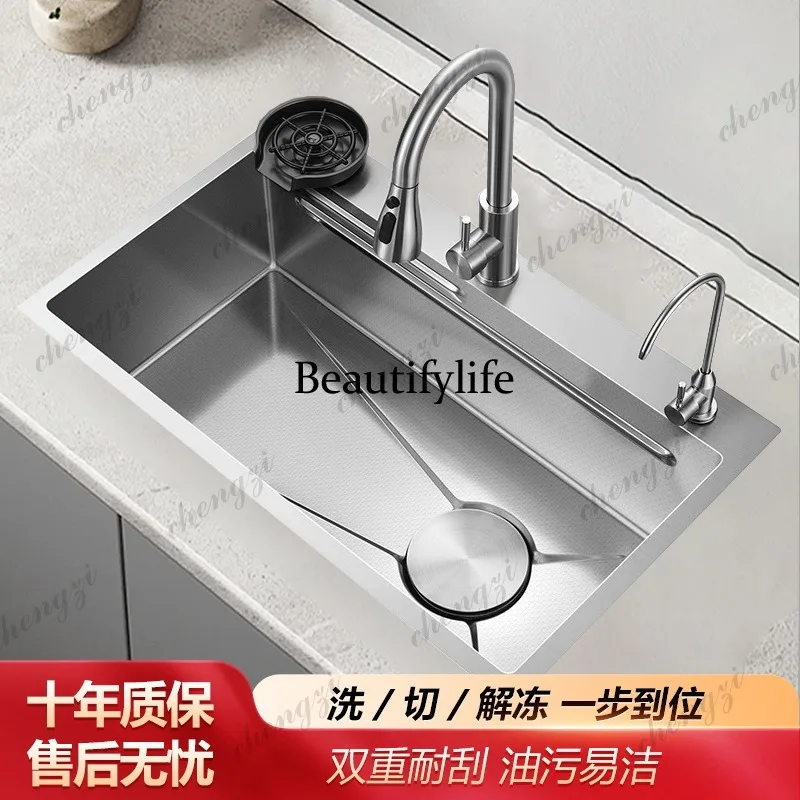 S178 Kitchen Sink Stainless Steel Vegetable Basin Large Single Sink Taichung Basin Thickened Vegetable Sink Side Drainage