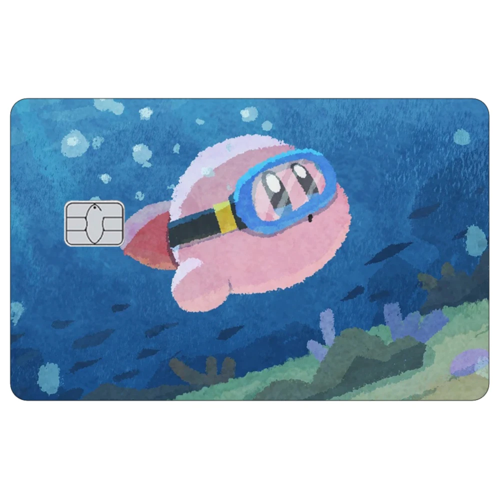 ملصقات جلدية لبطاقة الائتمان كيربي اللطيفة، ملصق غير لامع مناسب لبطاقة البنك الرئيسية VISA JCB وبطاقات IC المغناطيسية الأخرى #5