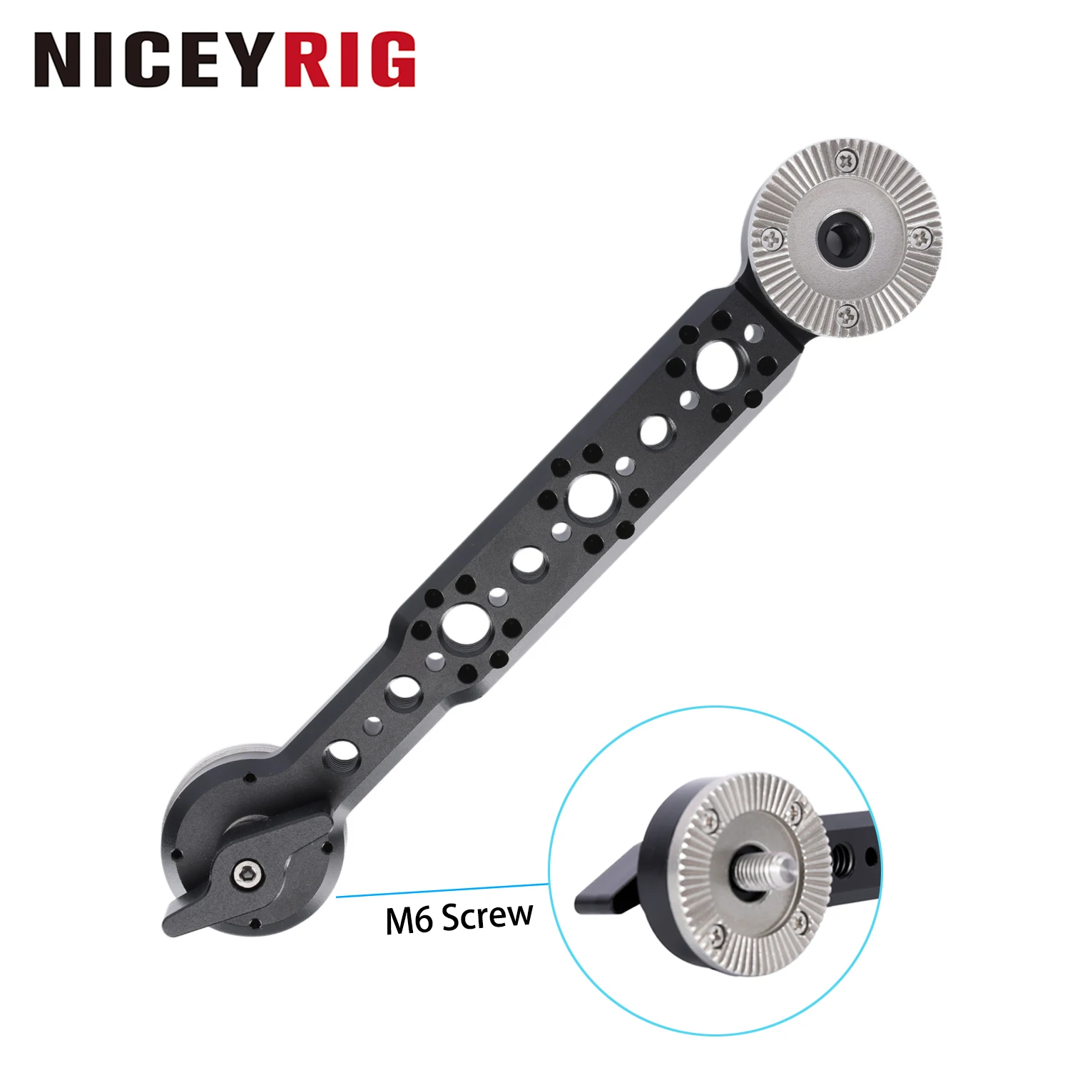 

NICEYRIG 6.7'' Rosette Extension Arm with Standard M6 Rosette 31.8mm, for 15mm Rod Rail Shoulder Rig System, Gimbal Handles
