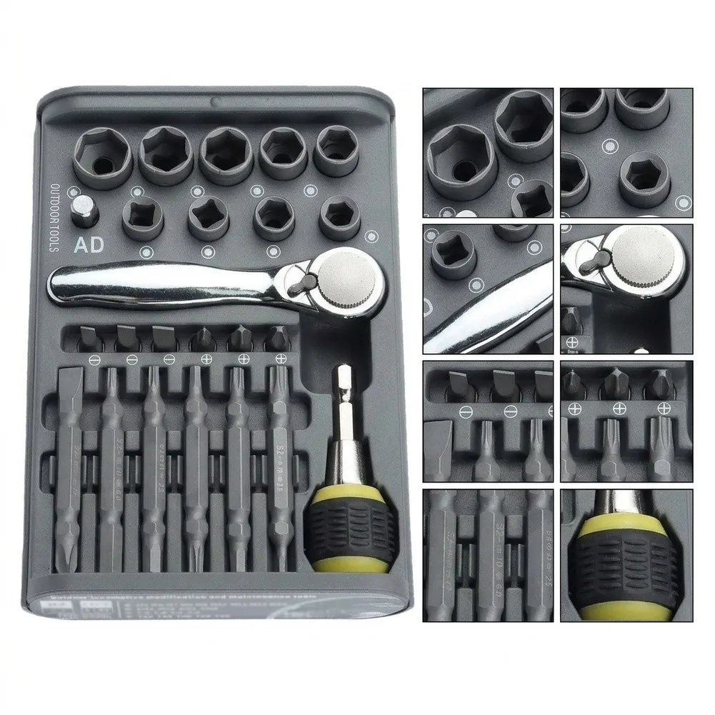 For Daily Repair Needs 30-in-1 Screwdriver Set For Household Repairs Black And Gray Long Lasting Tool Durability