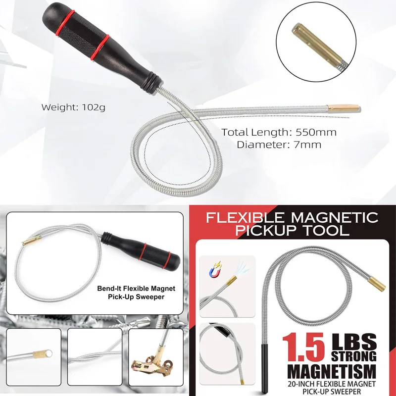 Telescopic Magnetic Pickup Tool Extendable Magnet Retrieval Pen Pickup Rod for Car Repairing Machinery Maintenance Car Tools