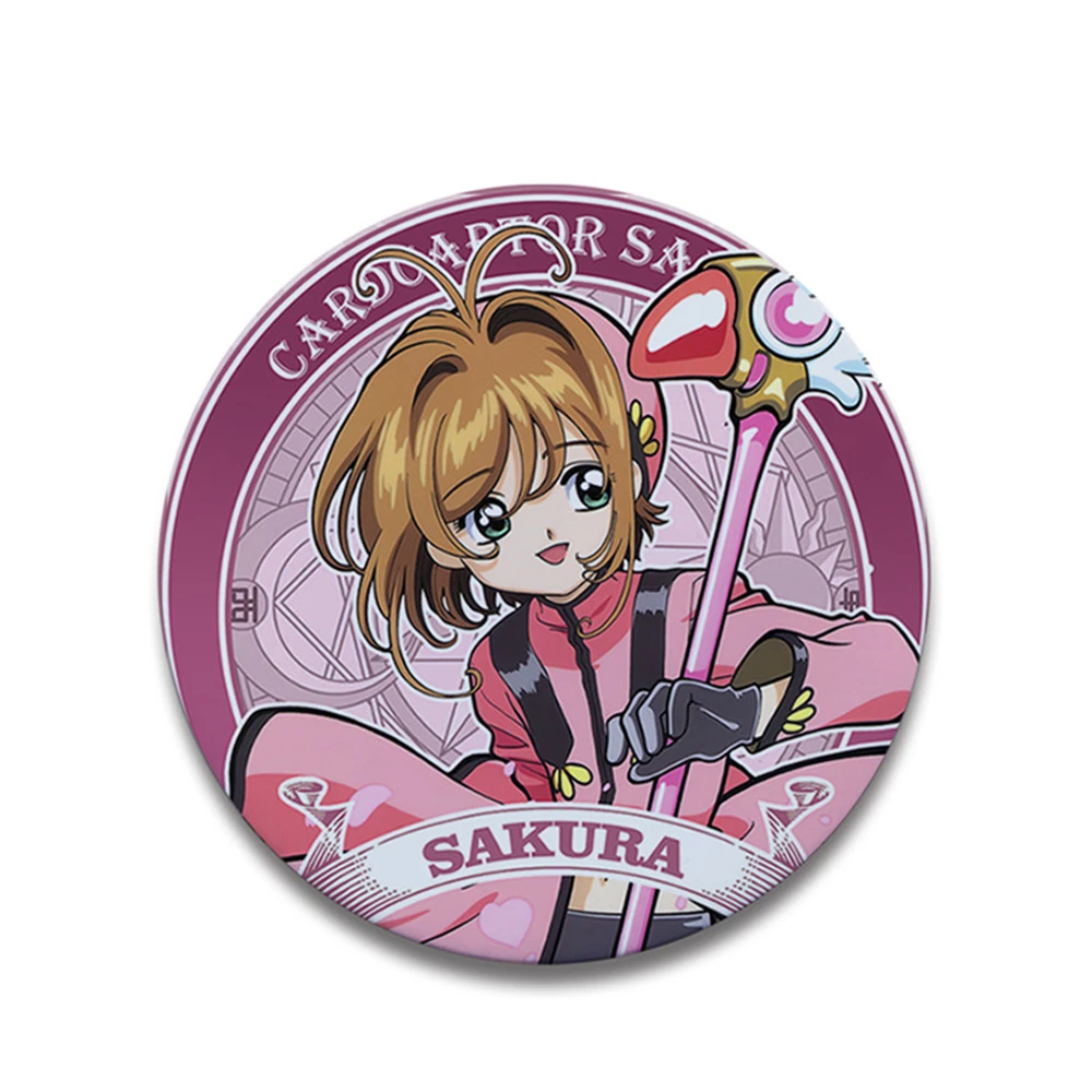 58mm Anime KINOMOTO Card Captor Sakura CCS Tomoyo Daidoji CERBERUS Li Meiling COSTUME Cosplay Distintivo Pin SPTE Spilla in banda stagnata