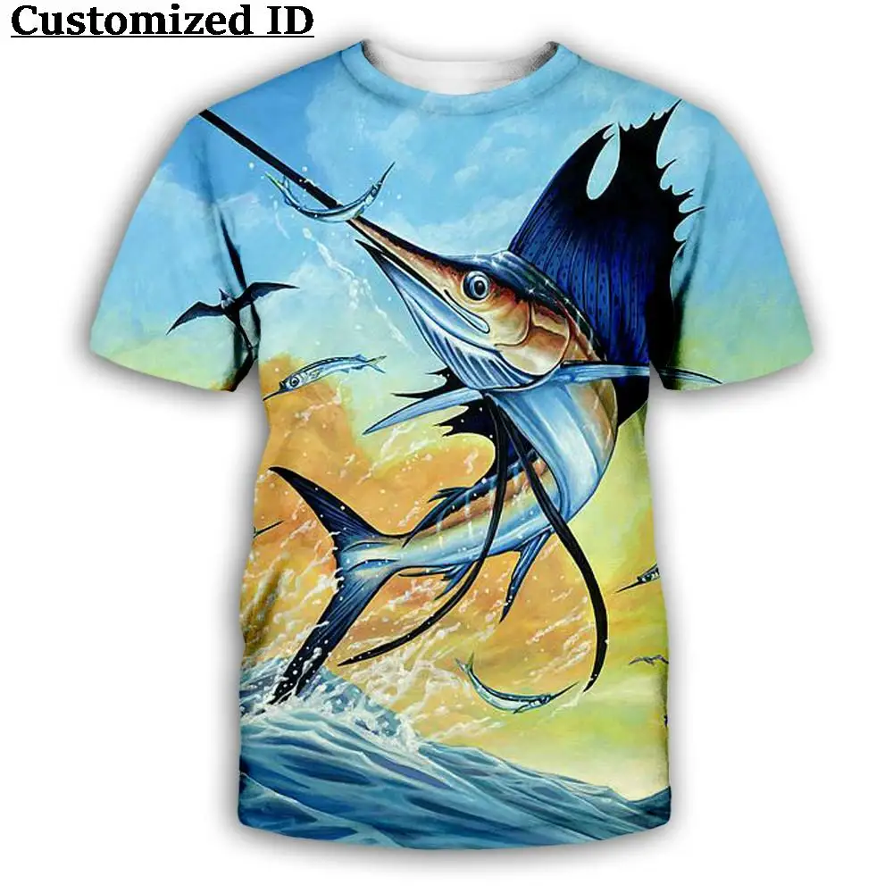 2024 3D Fishing Printed T-shirt Men\'s Round Neck Quick Dry Top Summer New Outdoor Sports Breathable Short Sleeve Men\'s Clothing