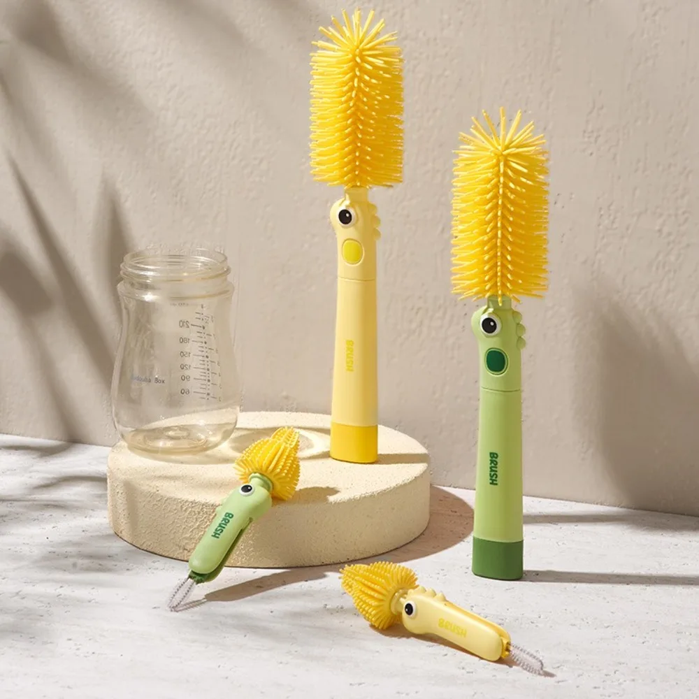 

2PCS/SET 3-in-1 Baby Bottle Cleaner Set Silicone 360 Degree Rotation Baby Bottle Brush Multi-functional Soft Nipple Brush