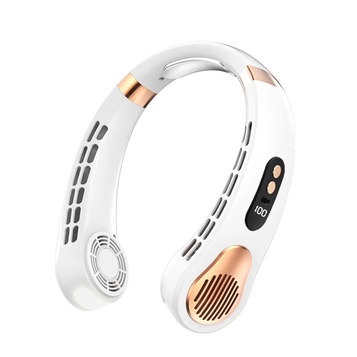 مروحة كهربائية صغيرة محمولة برقبة معلقة ، مروحة تهوية كهربائية ، مروحة رقبة بلا شفرات ، مبرد هواء ، USB قابلة لإعادة الشحن ، أبيض