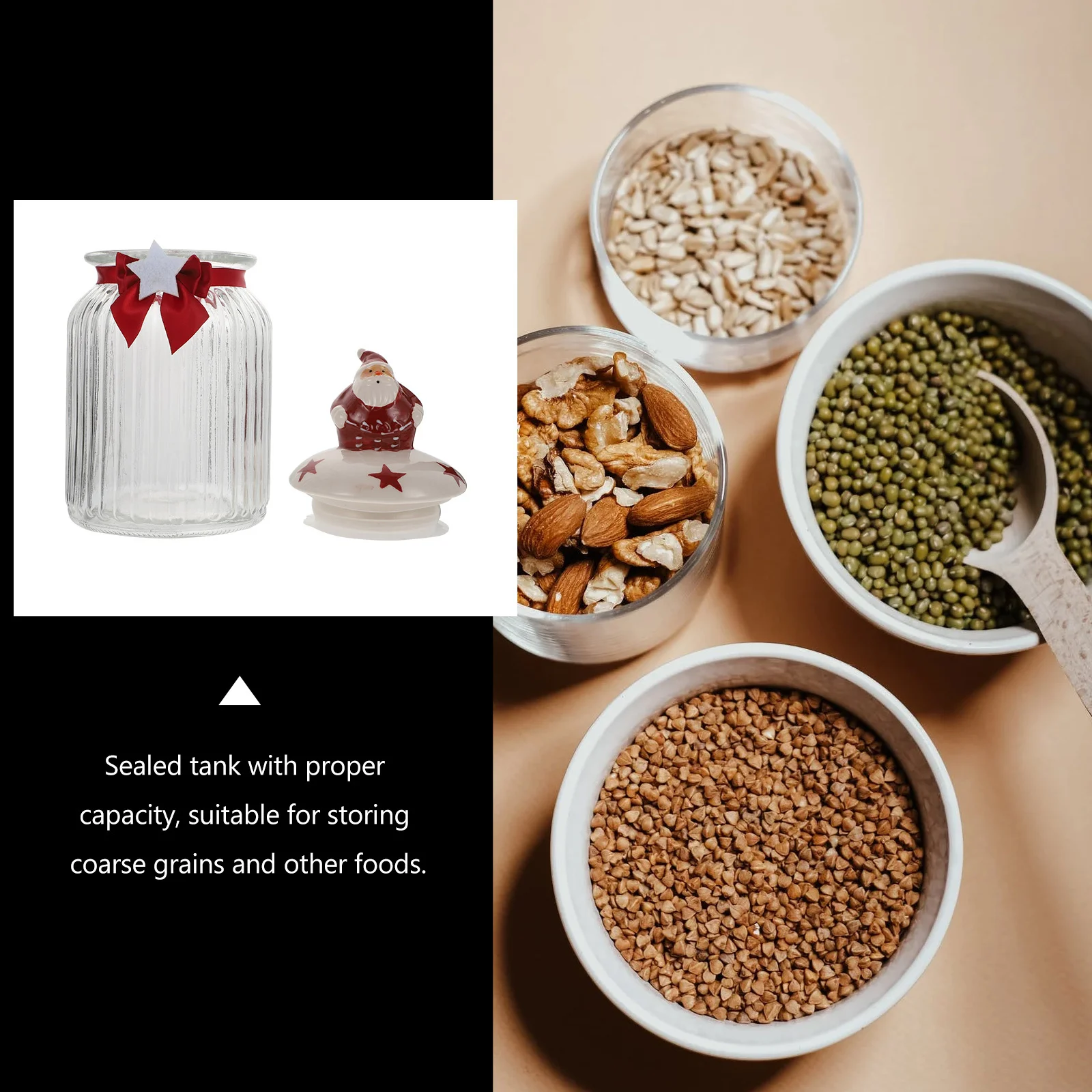 

1Pcs Santa Claus Sealing Food Storage Jar Practical Kitchen Container for Tea Coffee Beans Grains Nuts Storage Jar