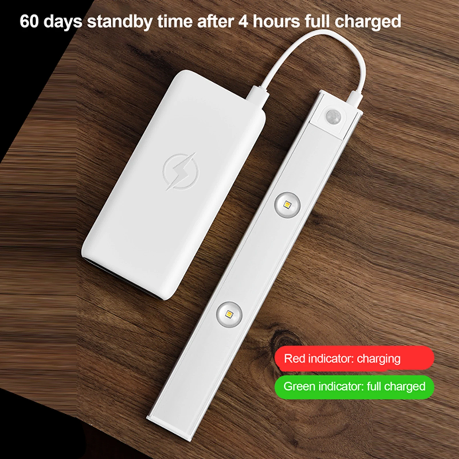 ذكي LED جسم الإنسان الاستشعار مصباح مصباح قابل لإعادة الشحن خزانة خزانة مصباح بار 20 سنتيمتر الفضاء الفضة ثلاثي الألوان يعتم #1