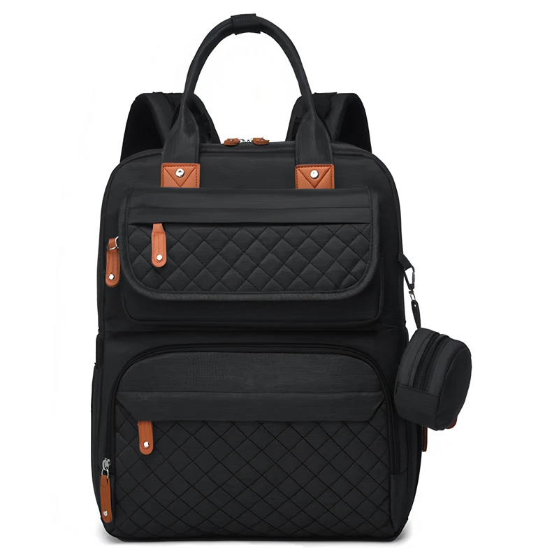 

New Fashionable Quilted Large-Capacity Diaper Backpack Mommy Bag Mommy Backpack Travel Mother and Baby Bag