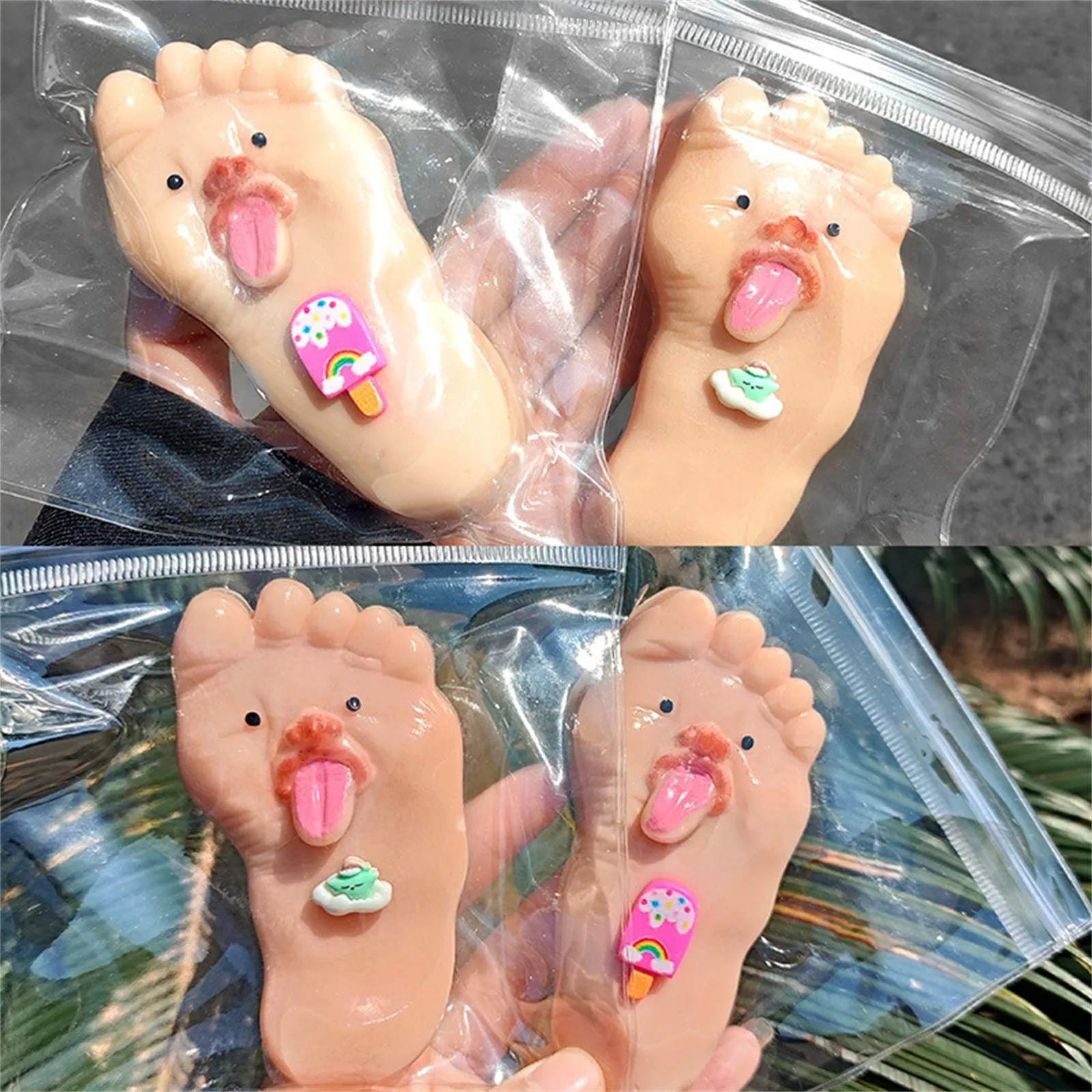 舌を出す大きな足を押すおもちゃ小説ソフトシリコン減圧スキル遅い反発楽しい表現子供のギフト