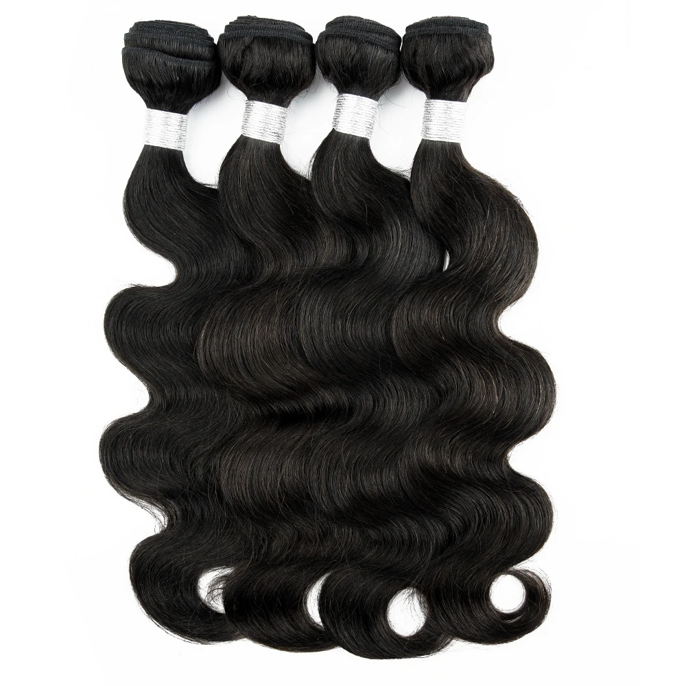 KissHair Body Wave Human Hair Bundles Remy Brazilian Hair Extension 100Gram Long Double Wefts 1/3/4 pieces 28 30 32 Inches