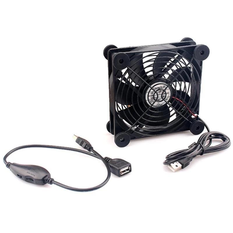 77JD 120mm Router Fan Coolers with Speed Controller, DC5V USB Powered Cooling Case Fan
