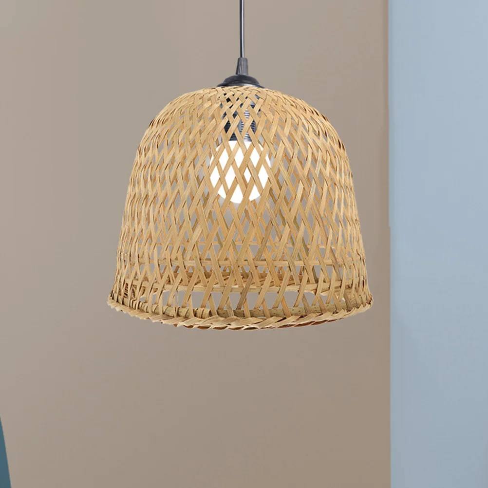 2 قطعة غطاء مصباح منسوج من الخيزران الرائع لاستبدال الثريا الناعمة لنشر الضوء مثالي لمطعم الفندق والمنزل #6