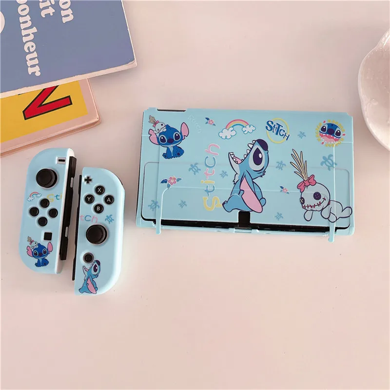 Funda rígida de Disney Stitch para Nintendo Switch, carcasa protectora para consola Oled NS, Protector de cristal