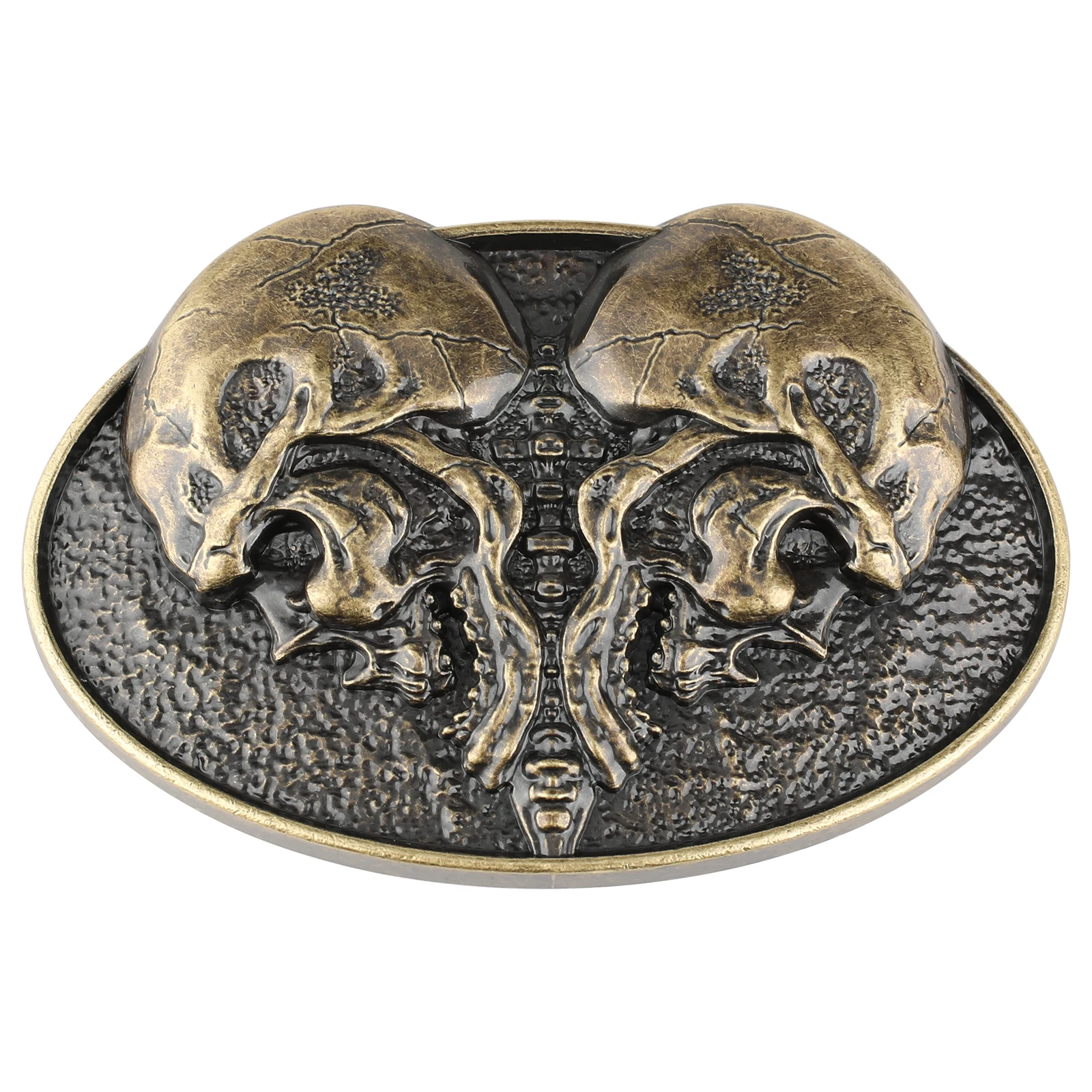 Double Skull Alloy Big Belt Buckle 4.0cm