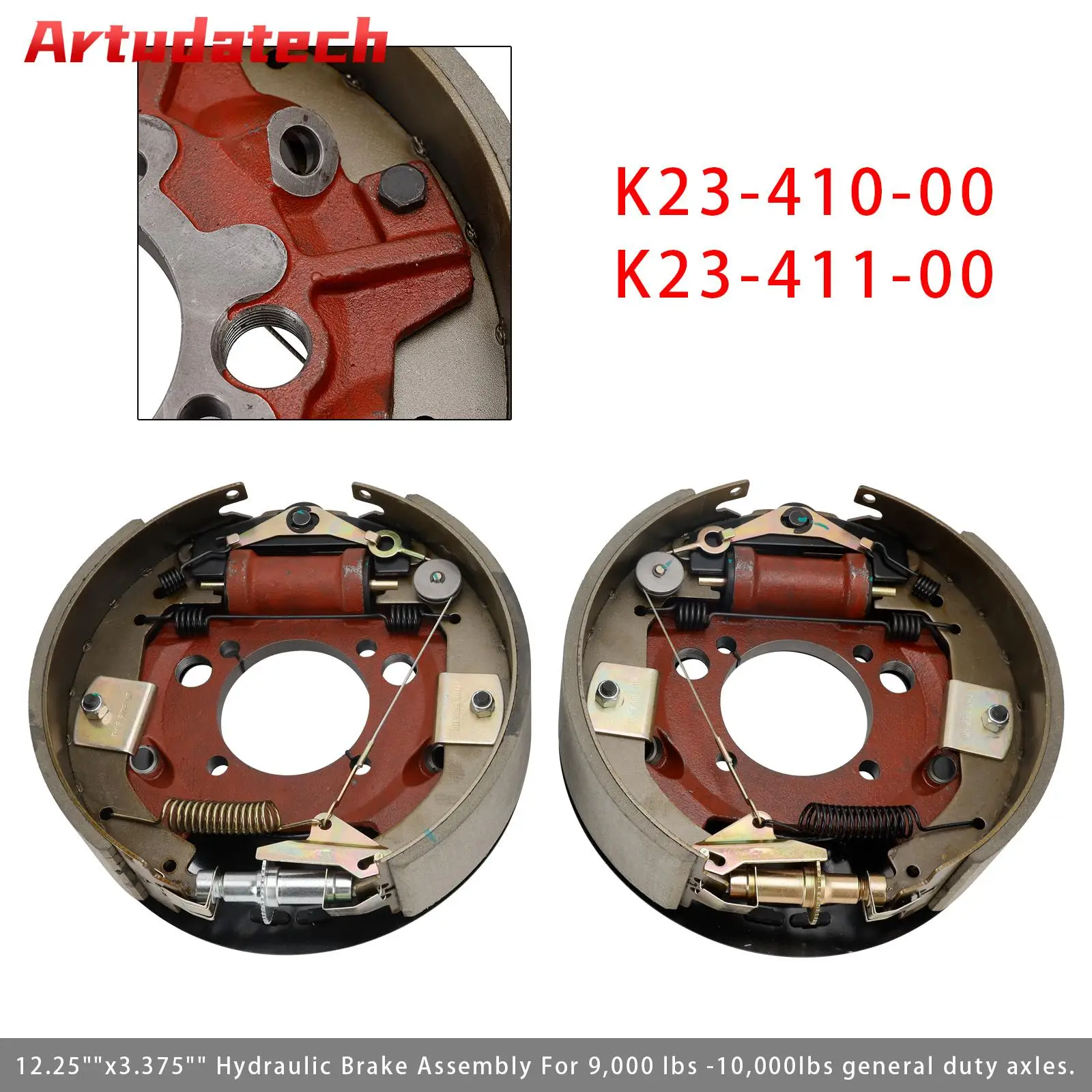 

Artudatech 2PCS 12-1/4" X 3-3/8" (12.25" X 3.375") Hydraulic Trailer Brake Assembly