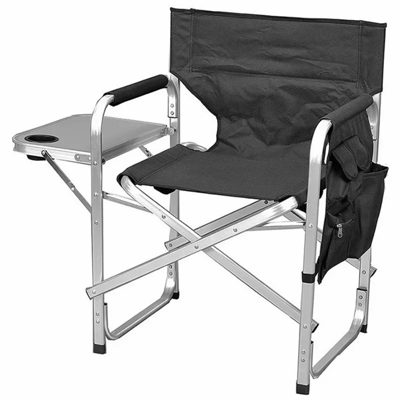 

Aluminium Folding Chair Outdoor Lightweight Picnic Fishing Chair Camping Beach Director Chair With Side Table And Cooler Bag