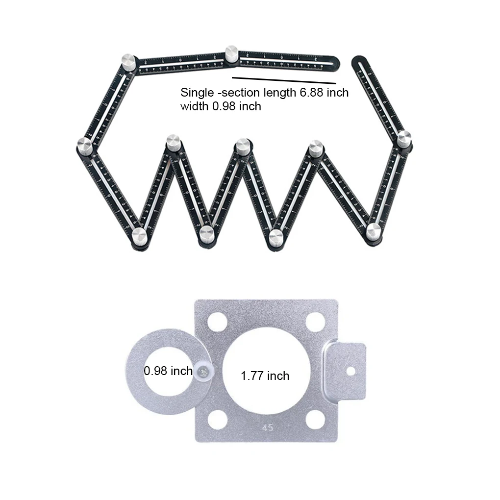 Carbon Steel Multi-angle Measuring Ruler Adjustable 12-folding Graduated Carpenter Builder Drilling Locator Type 2