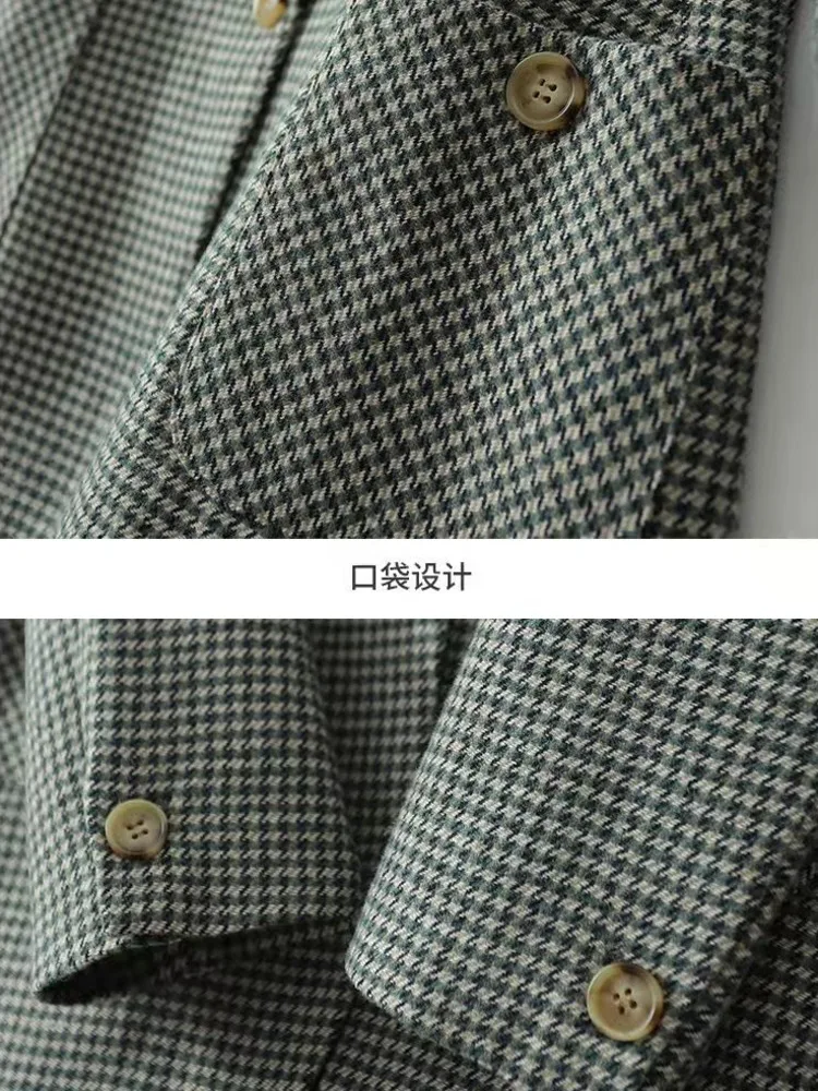 Plaid Women\'s Blazers Single Button Business Vintage Elegant Solid Color Long Sleeve Casual Casual Sweet Coats Autumn