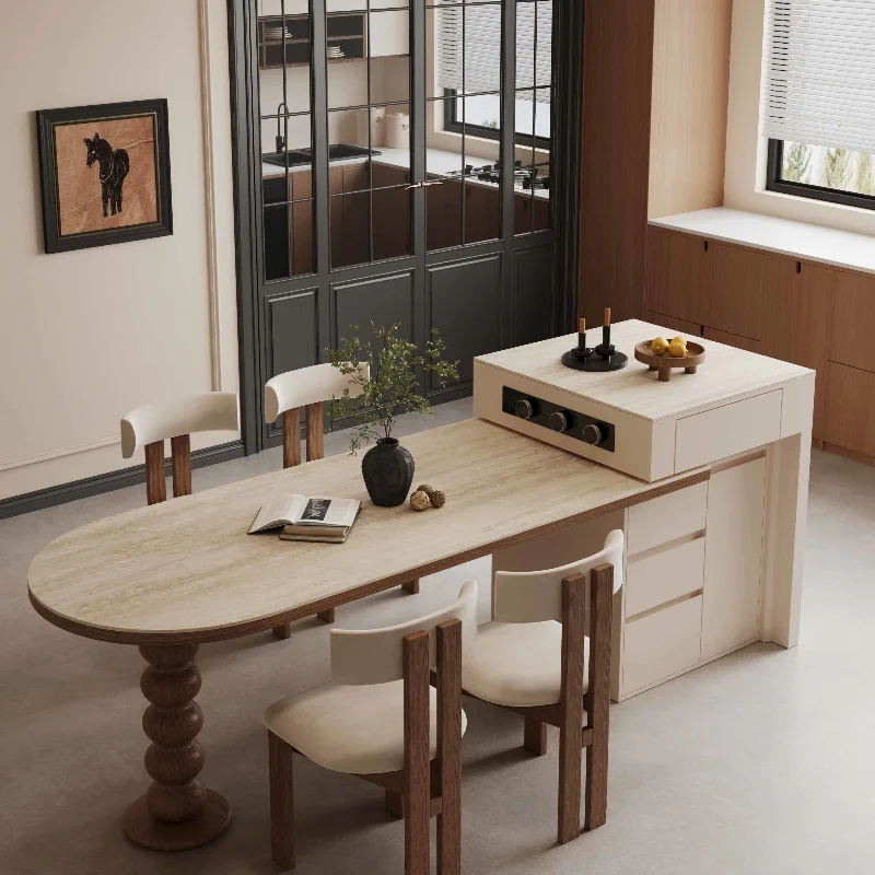 French Style Chinese Style Kitchen Island Dining Table Integrated