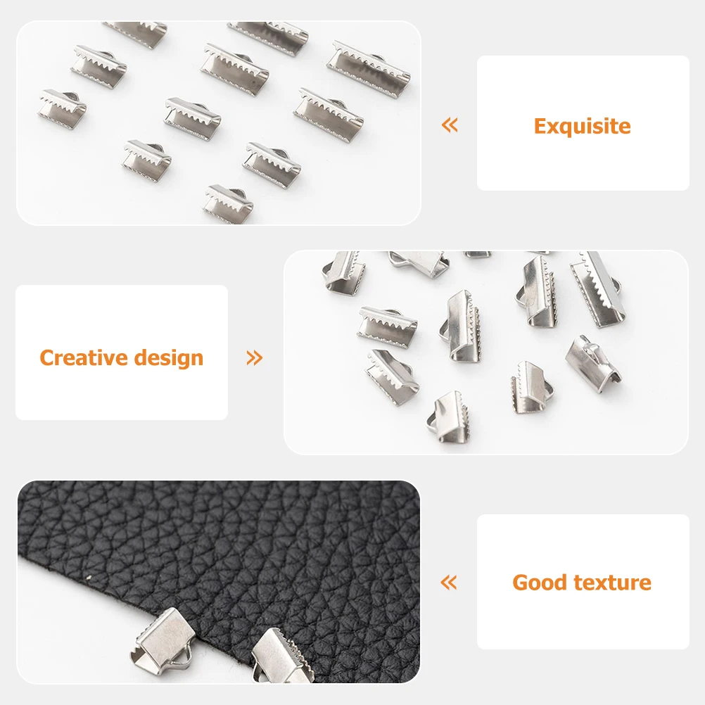 

100 Pcs Stainless Steel Crimp Ends Ribbon Clamps Bracelet Findings Jewelry Making DIY Crafts Necklace Accessories Practical