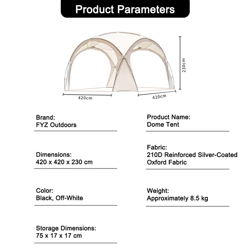 FYZ Dome Canopy Large Tent Extra Large Camping Rainproof And Sunscreen Waterproof Camping 10 Persons Tent Pavilion Anti-Mosquito