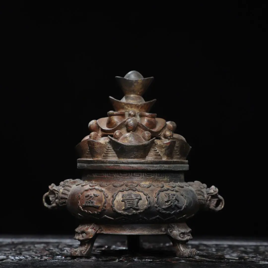 Home Decoration Pure Brass Three-legged Yuanbao Cornucopia Aromatherapy Furnace Decoration Home Office Recruiting Money Opening