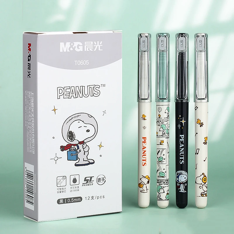 24 pcs/lot Kawaii Snoopy Gel Pen Cute 0.5mm Black ink Neutral Pens Promotional Gift Office School Supplies