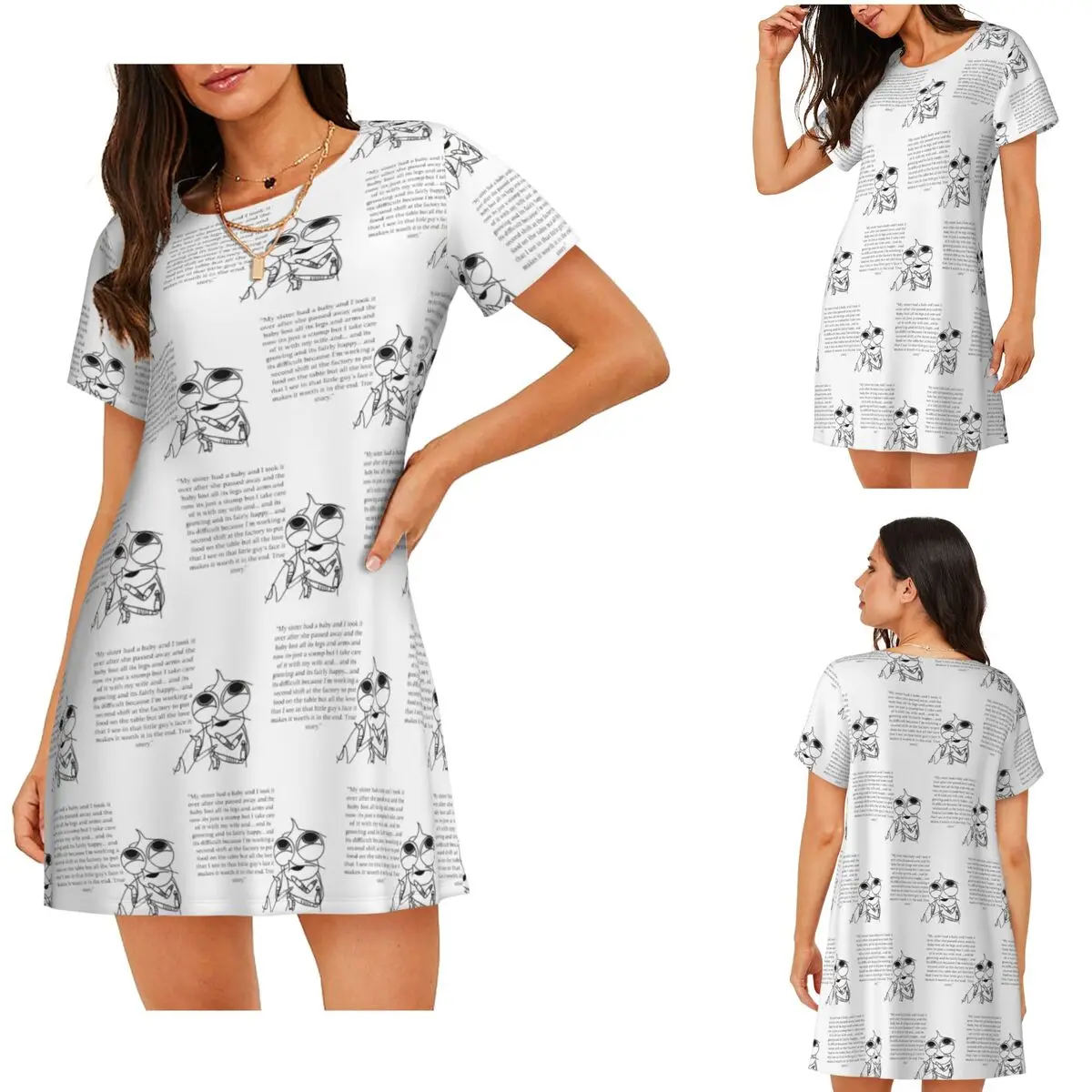 Custom Shark Tales Shrimp Quote Short Sleeves Nightdress For Sleepshirts Women Short Sleeve Nightgowns Loose Pajama Dress