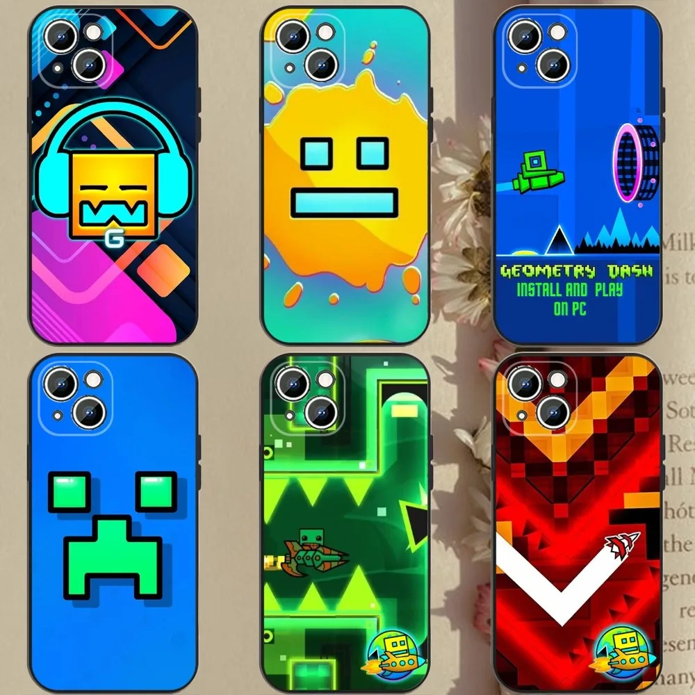 Game G-Geometry-Dash-S Phone Case For Apple iPhone 15,14,13,12,11,XS,XR,X,8,7,Pro,Max,Plus,mini Silicone Black Cover