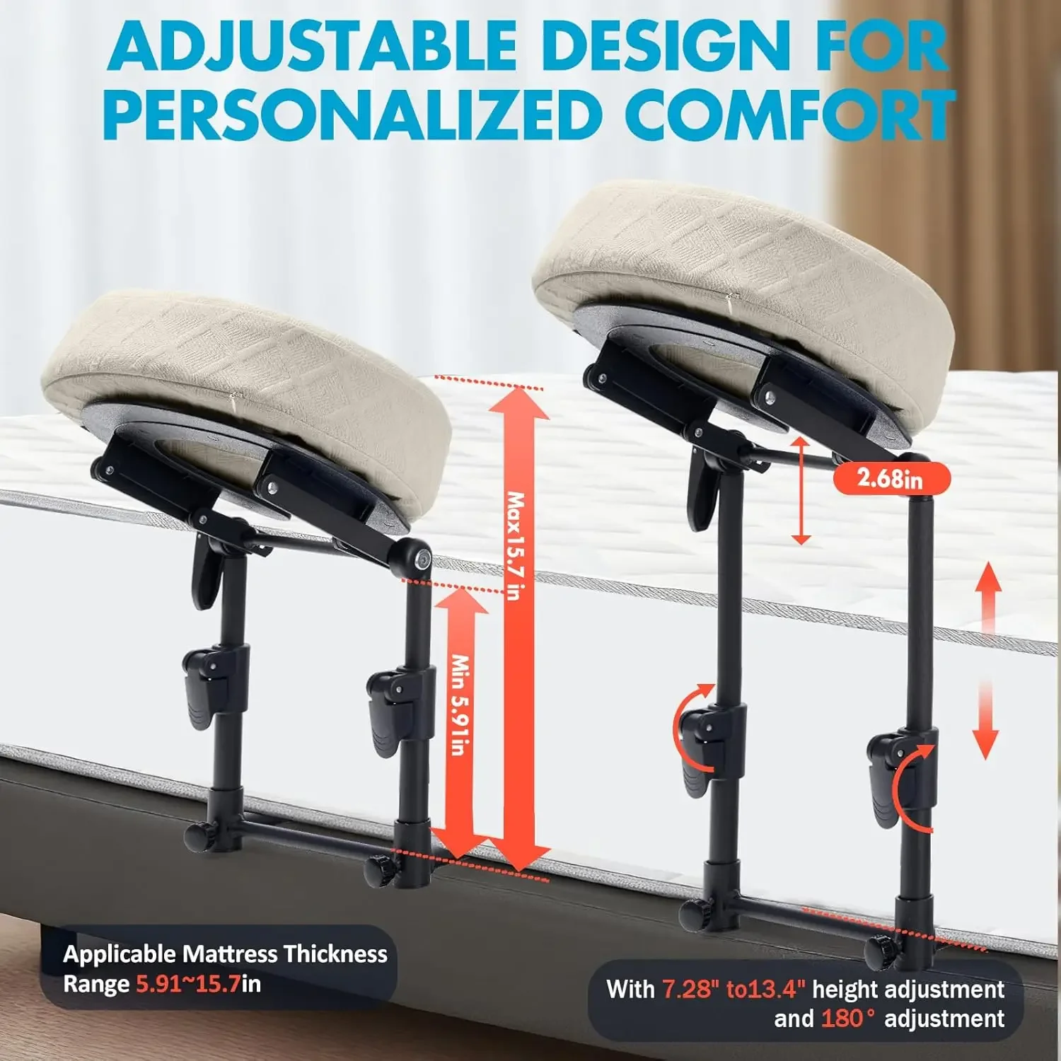 Massage Headrest with Washable Pillowcase, Adjustable Face Cushion Head Rest Pillow for Home Mattress Top Massage Kit