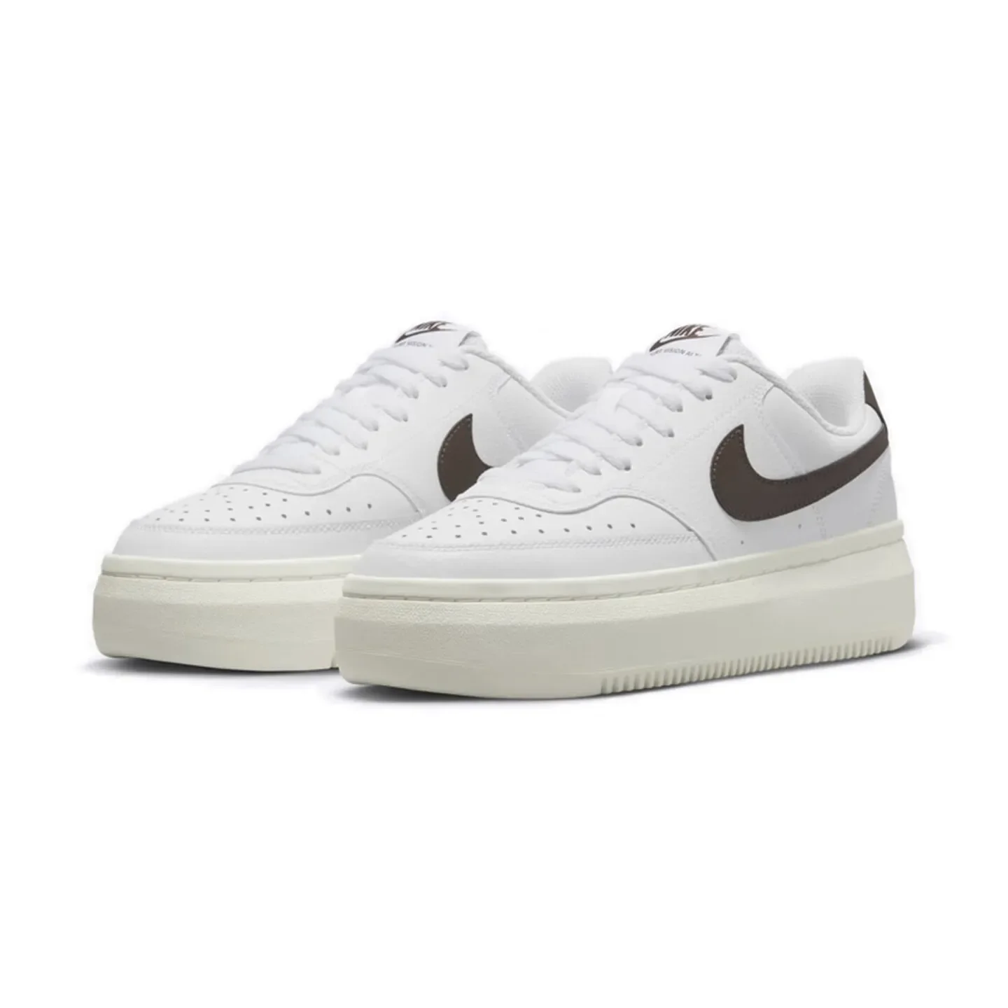 Nike Court Vision Alta Comfortable Slip-Resistant Cushioning Low-Top Basketball Shoes Women's White/Brown DM0113-103