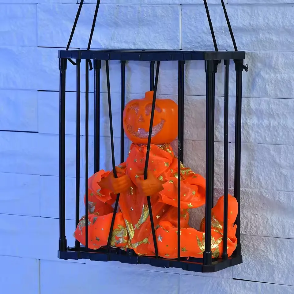 2025 April Fool's Day Prisoner Skull Ornament Induction Light Sound Electric Decoration Haunted House Holiday Party Prank Props
